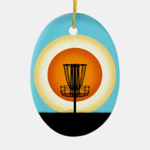 Colorful Disk Golf Basket Keramisch Ornament