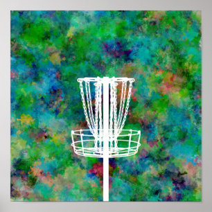 Colorful Disk Golf Basket Poster
