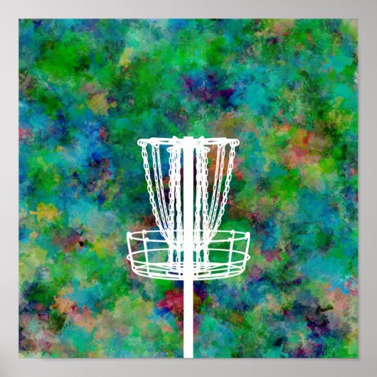 Colorful Disk Golf Basket Poster (Voorkant)