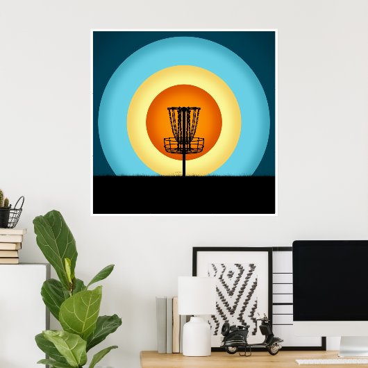 Colorful Disk Golf Basket Poster (Thuiskantoor)