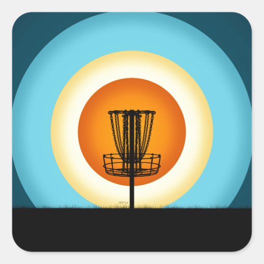 Colorful Disk Golf Basket Vierkante Sticker (Voorkant)