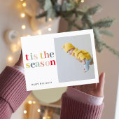 Colorful dit is het seizoen kerstmis met foto briefkaart