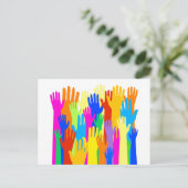 Colorful Diverse Group Community of Raised Hands Briefkaart (Staand voorkant)