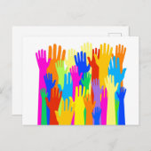 Colorful Diverse Group Community of Raised Hands Briefkaart (Voorkant / Achterkant)