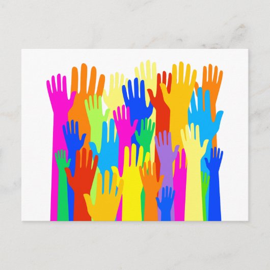 Colorful Diverse Group Community of Raised Hands Briefkaart (Voorkant)