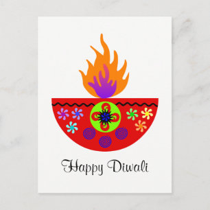 Colorful Diwali Lamp Diya Briefkaart
