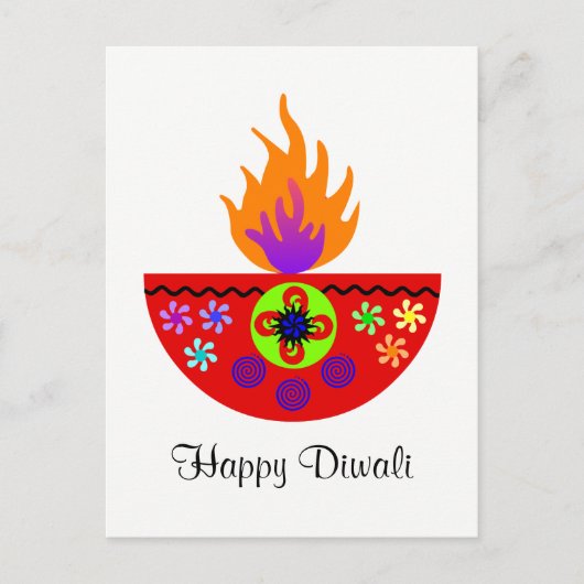 Colorful Diwali Lamp Diya Briefkaart (Voorkant)