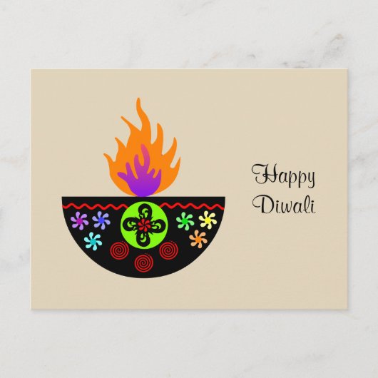 Colorful Diwali Lamp Diya Briefkaart (Voorkant)