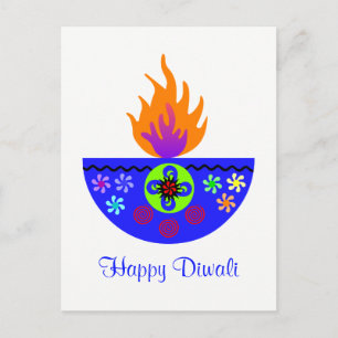 Colorful Diwali Lamp Diya Briefkaart