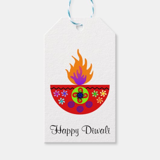 Colorful Diwali Lamp Diya Cadeaulabel (Voorkant)