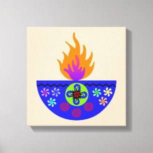 Colorful Diwali Lamp Diya Canvas Afdruk
