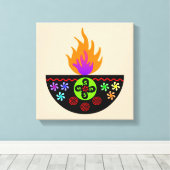 Colorful Diwali Lamp Diya Canvas Afdruk (Insitu (Houten vloer))