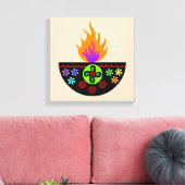 Colorful Diwali Lamp Diya Canvas Afdruk (Insitu (Woonkamer))