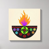 Colorful Diwali Lamp Diya Canvas Afdruk (Voorkant)