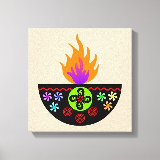 Colorful Diwali Lamp Diya Canvas Afdruk (Voorkant)