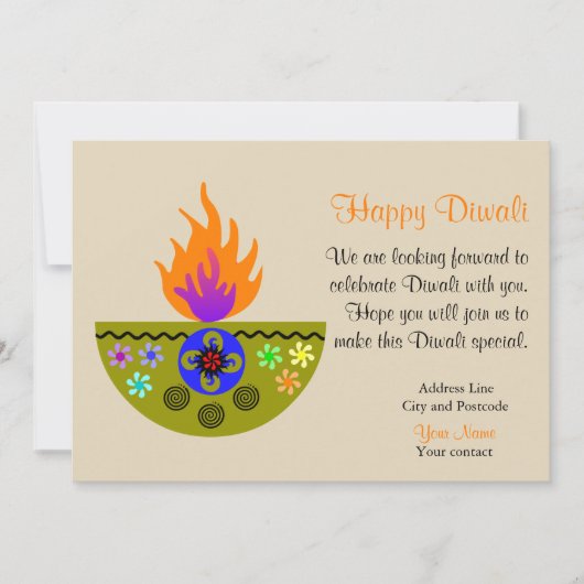 Colorful Diwali Lamp Diya Kaart (Voorkant)