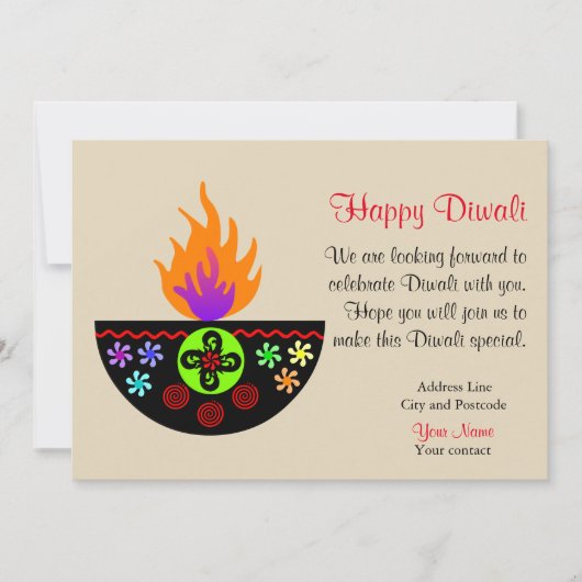 Colorful Diwali Lamp Diya Kaart (Voorkant)