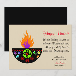Colorful Diwali Lamp Diya Kaart