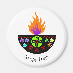 Colorful Diwali Lamp Diya Magneet