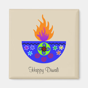 Colorful Diwali Lamp Diya Magneet