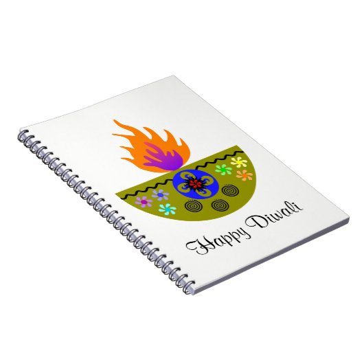 Colorful Diwali Lamp Diya Notitieboek (Rechterzijde)