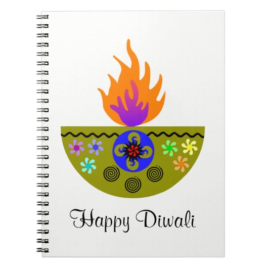Colorful Diwali Lamp Diya Notitieboek (Voorkant)