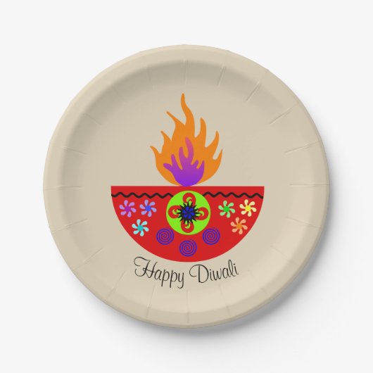 Colorful Diwali Lamp Diya Papieren Bordje (Voorkant)
