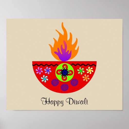 Colorful Diwali Lamp Diya Poster (Voorkant)