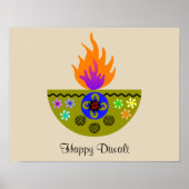 Colorful Diwali Lamp Diya Poster (Voorkant)
