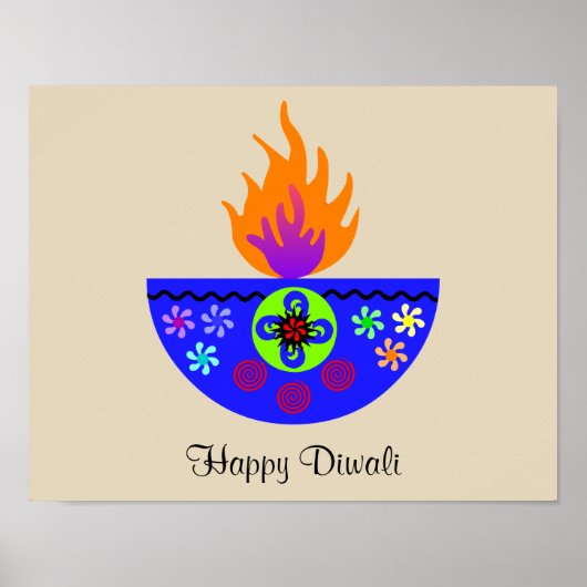 Colorful Diwali Lamp Diya Poster (Voorkant)