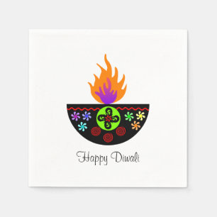 Colorful Diwali Lamp Diya Servetten