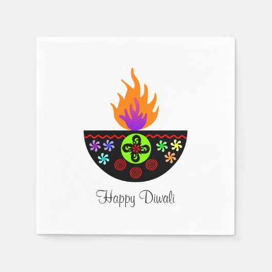 Colorful Diwali Lamp Diya Servetten (Voorkant)