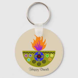 Colorful Diwali Lamp Diya Sleutelhanger