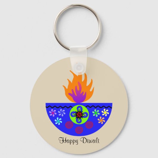 Colorful Diwali Lamp Diya Sleutelhanger (Voorkant)