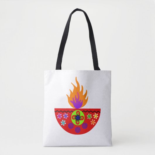 Colorful Diwali Lamp Diya Tote Bag (Voorkant)