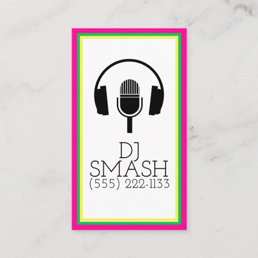 Colorful DJ Musician Music Studio Card Visitekaartje (Voorkant)