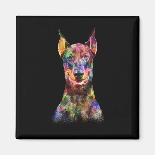 Colorful Doberman Dog Magneet (Voorkant)