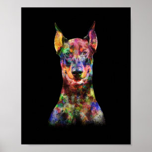 Colorful Doberman Dog Poster