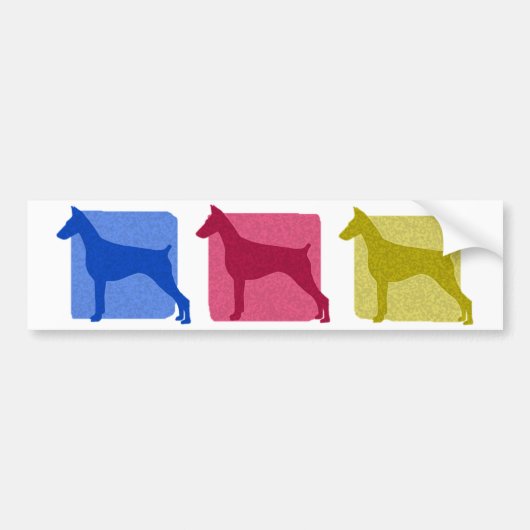 Colorful Doberman Pinscher Silhouettes Bumpersticker (Voorkant)