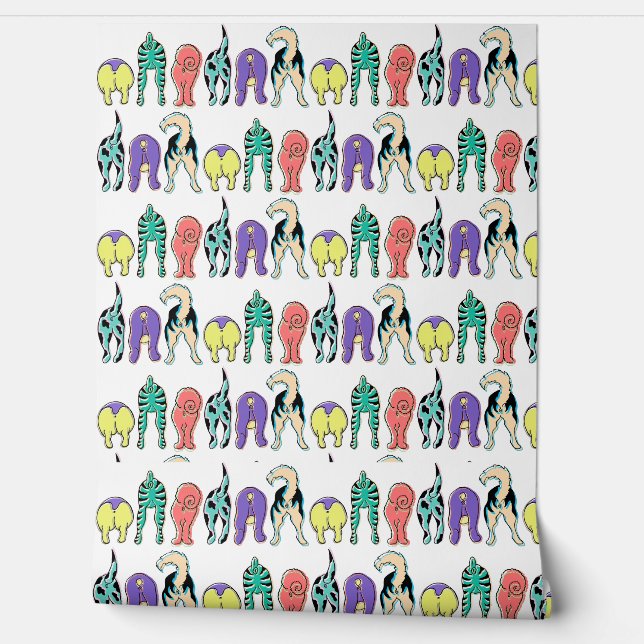 Colorful Dog Butts Pattern Behang (Afrollen)