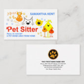 Colorful Dog Cat Bird Pet Care Visitekaartje (Voorkant / Achterkant)