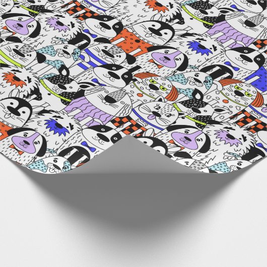 Colorful Dog Crowd Pattern Cadeaupapier (Hoek)