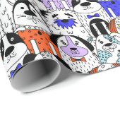 Colorful Dog Crowd Pattern Cadeaupapier (Rol Hoek)