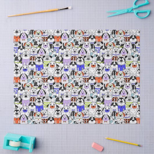Colorful Dog Crowd Pattern Tissuepapier (Craft)