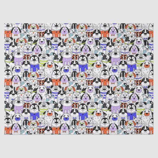 Colorful Dog Crowd Pattern Tissuepapier (Voorkant)