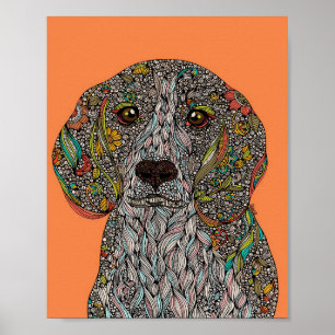 Colorful Dog-ontwerp Best Animal Canvas Poster