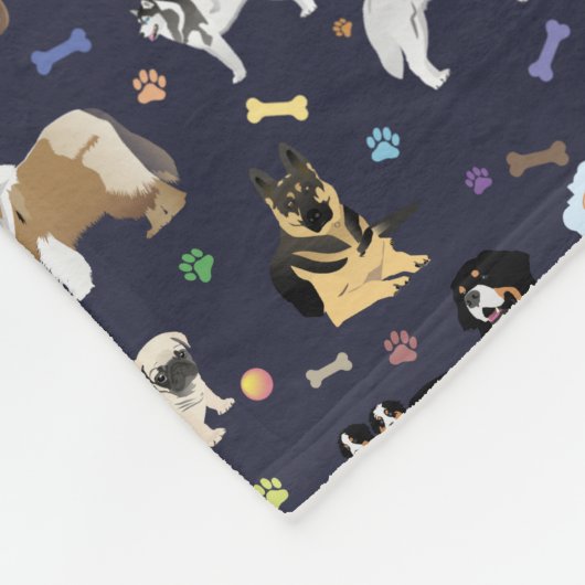 Colorful Dog Pattern Fleece Deken (Hoek)