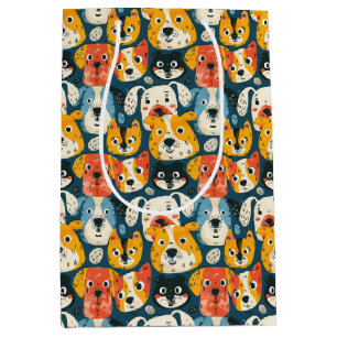 Colorful Dog Pattern Medium Cadeauzakje