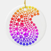 Colorful Dog Paw Print Patroon Keramisch Ornament (Achterkant)