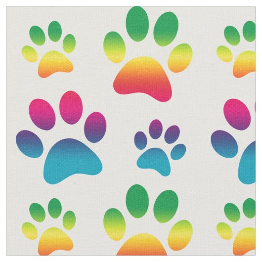 Colorful Dog Paw Print Stof (Close Up)